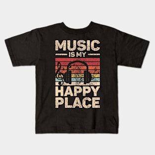 Music Is My Happy Place Musician Outfit EDM Music Lovers DJ Kids T-Shirt